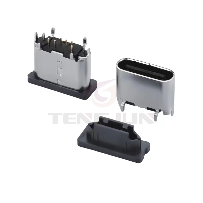 USB Type-C连接器8Pin 板上立插母座 CL=6.1