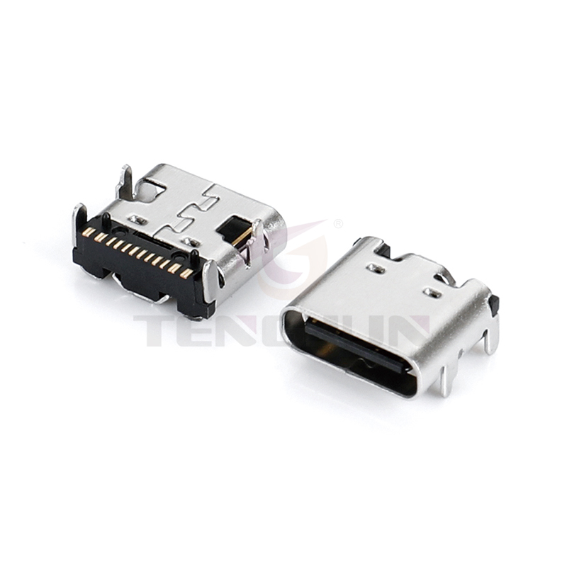 Type-C母座16Pin 卧式沉板5A 数据接口USB-C