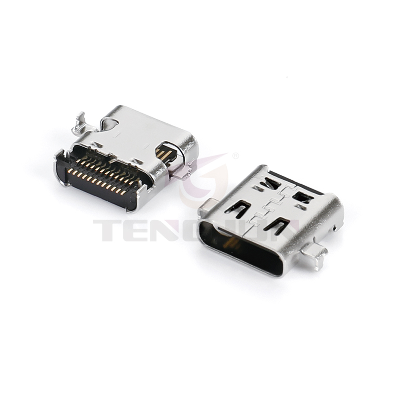 USB4.0 Type-C母座24Pin双排沉板带弹片40Gbp/s