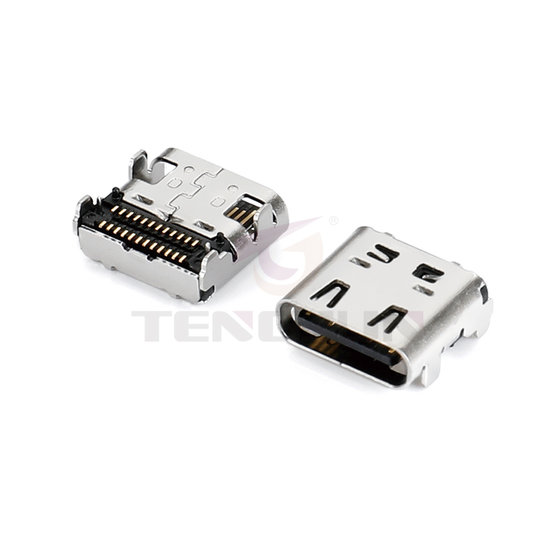 USB4.0 Type-C母座板上双贴24Pin带弹5A