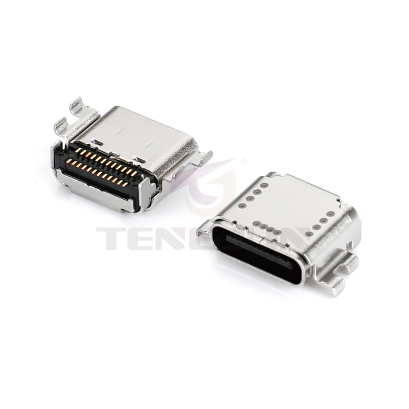 USB4.0 Type-C母座24Pin双壳双贴沉板CL8.21mm