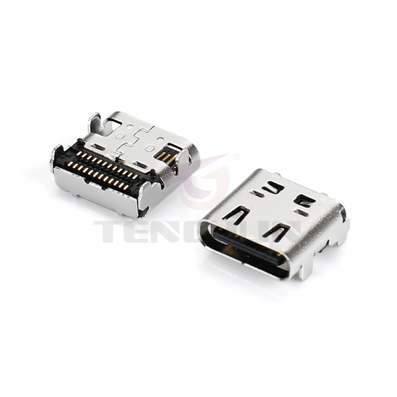 USB4.0 Type-C母座24Pin双排板上带弹 CL8.17
