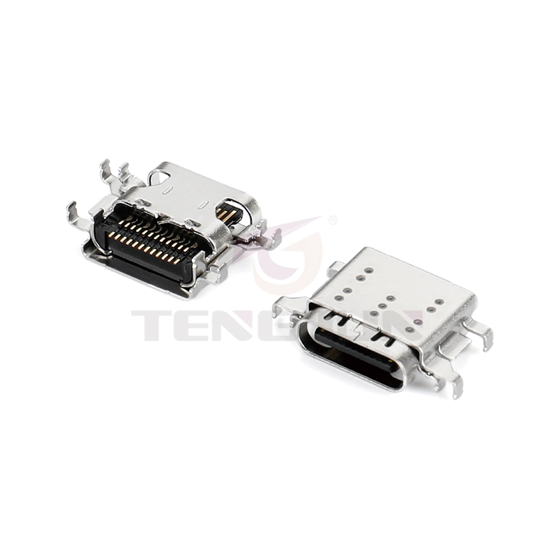 USB4.0 Type-C母座24Pin双壳双排沉板传输40Gbp/s