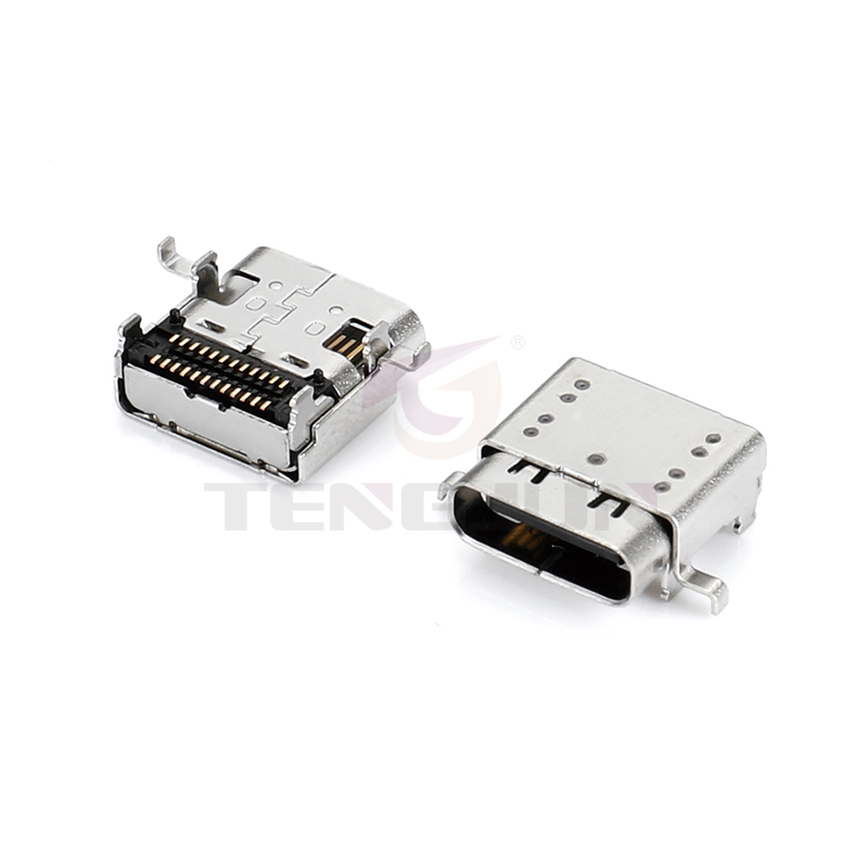 USB4.0 Type-C母座24Pin双排沉板双壳