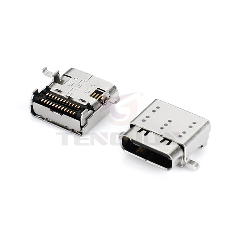 USB4.0 Type-C母座24Pin沉板双壳双贴