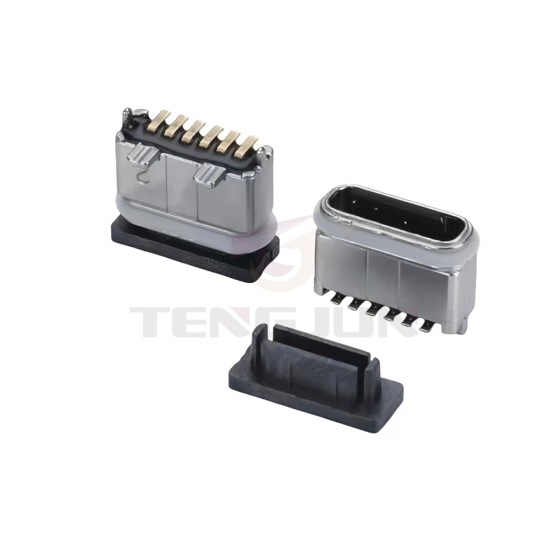 防水Type-C母座6Pin 立贴SMT连接器