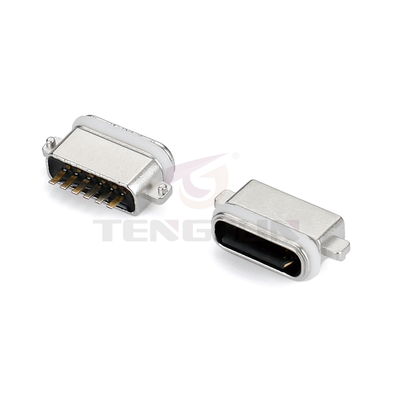防水Type-C母座6Pin沉板 USB-C连接器