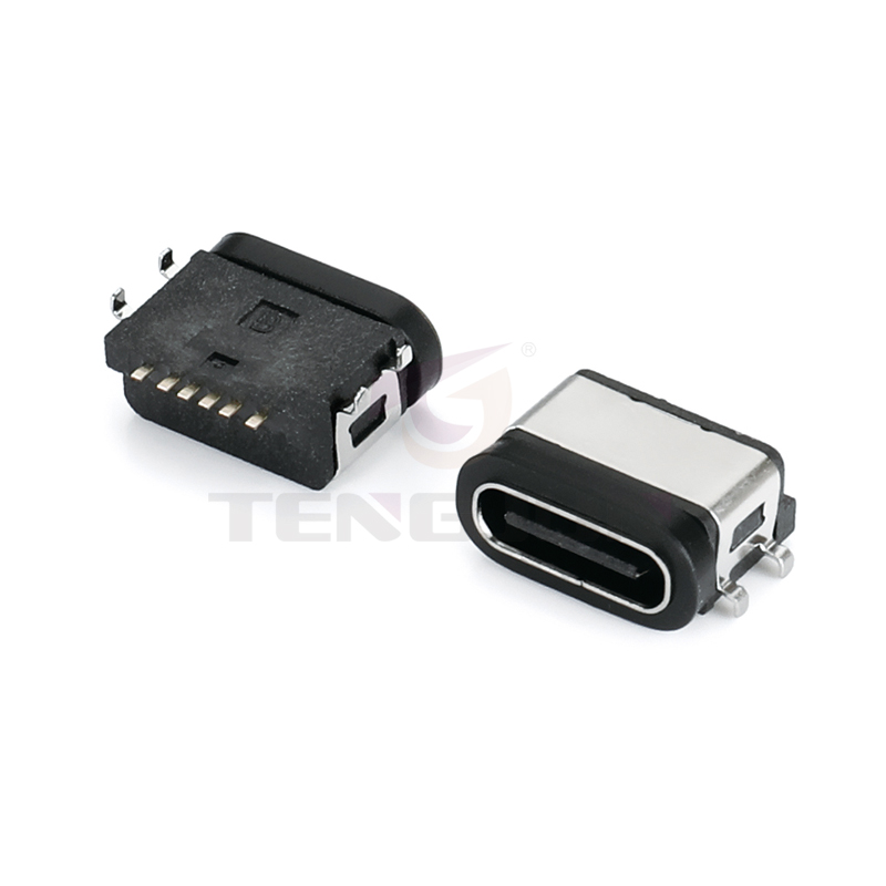 防水Type-C母座沉板6Pin插板 USB-C连接器