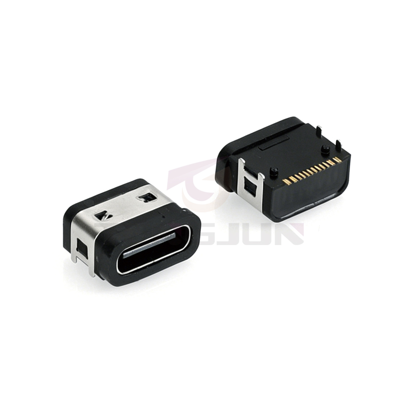 防水TYPE-C母座 16PIN 板上卧